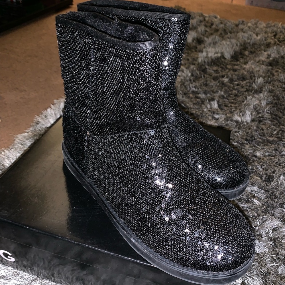 Black Sequin Guess Boots